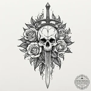 Linework tattoo of the sword narsil, shattere... - эскиз тату (№1752751195_0, 17.07.2025 11:19) — tattoo-photo.ru