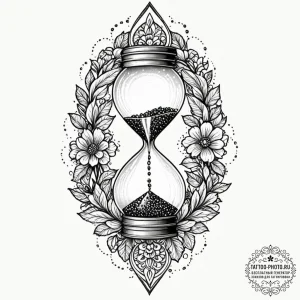 Hourglass, tattoo flash sheet design, dotwork... - эскиз тату (№1752752232_0, 17.07.2025 11:37) — tattoo-photo.ru