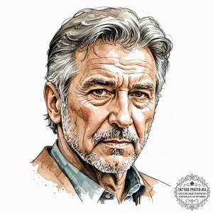Graphic novel style portrait of a grizzled, o... - эскиз тату (№1752753032_0, 17.07.2025 11:50) — tattoo-photo.ru
