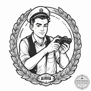 Tattoo design a retro gaming character holdin... - эскиз тату (№1752753514_0, 17.07.2025 11:58) — tattoo-photo.ru