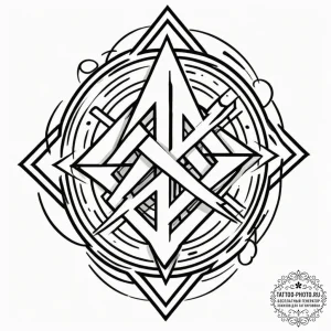 Tattoo design: a minimalist svarozhich, resem... - эскиз тату (№1752753593_0, 17.07.2025 11:59) — tattoo-photo.ru