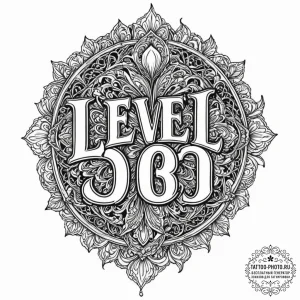 Tattoo sketch a glowing "level 99" or "max le... - эскиз тату (№1752754935_0, 17.07.2025 12:22) — tattoo-photo.ru