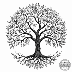 Tattoo design a stylized tree of life where t... - эскиз тату (№1752755027_0, 17.07.2025 12:23) — tattoo-photo.ru