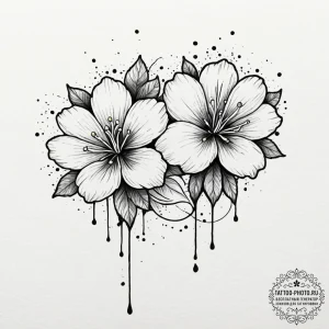 Tattoo design a half-flower on one partner, c... - эскиз тату (№1752755662_0, 17.07.2025 12:34) — tattoo-photo.ru