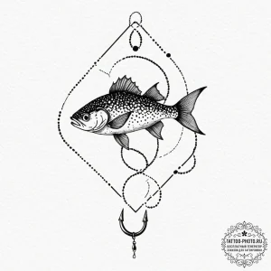 Tattoo design a powerful, simple fishing hook... - эскиз тату (№1752755742_0, 17.07.2025 12:35) — tattoo-photo.ru