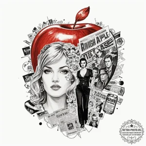 A trash polka composition of the different mo... - эскиз тату (№1752755822_0, 17.07.2025 12:37) — tattoo-photo.ru