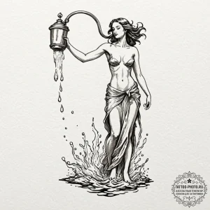 Tattoo sketch a stylized aquarius water-beare... - эскиз тату (№1752756061_0, 17.07.2025 12:41) — tattoo-photo.ru