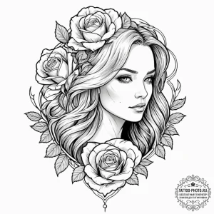 A graphic novel style portrait of a beautiful... - эскиз тату (№1752757020_0, 17.07.2025 12:57) — tattoo-photo.ru