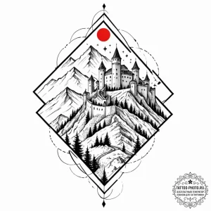 Tattoo sketch a geometric depiction of a moun... - эскиз тату (№1752757500_0, 17.07.2025 13:05) — tattoo-photo.ru