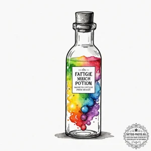 Tattoo sketch a glowing health potion bottle... - эскиз тату (№1752757580_0, 17.07.2025 13:06) — tattoo-photo.ru