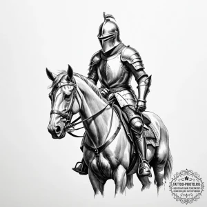 Knight, tattoo sketch design, black and white... - эскиз тату (№1752758378_0, 17.07.2025 13:19) — tattoo-photo.ru