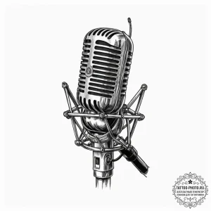 Tattoo sketch a desktop microphone with a pop... - эскиз тату (№1752758702_0, 17.07.2025 13:25) — tattoo-photo.ru