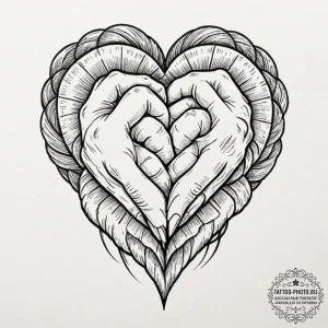 Tattoo sketch two hands forming a heart shape... - эскиз тату (№1752758861_0, 17.07.2025 13:27) — tattoo-photo.ru