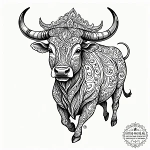 Tattoo design a taurus bull, with a specific... - эскиз тату (№1752759580_0, 17.07.2025 13:39) — tattoo-photo.ru