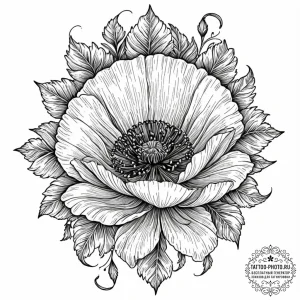 Tattoo sketch a vibrant poppy, with bold wate... - эскиз тату (№1752760422_0, 17.07.2025 13:53) — tattoo-photo.ru
