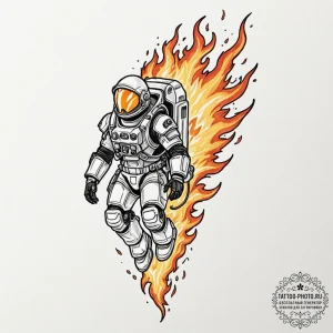 Tattoo design a stylized jetpack with flames... - эскиз тату (№1752760499_0, 17.07.2025 13:54) — tattoo-photo.ru