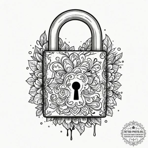 Tattoo design a padlock with a date engraved... - эскиз тату (№1752768272_0, 17.07.2025 16:04) — tattoo-photo.ru