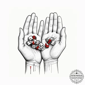 Tattoo sketch a pair of hands holding a tiny,... - эскиз тату (№1752768451_0, 17.07.2025 16:07) — tattoo-photo.ru