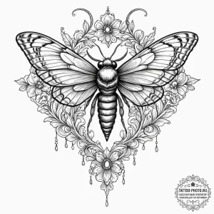 A sketch of the death's-head moth on a victim... - эскиз тату (№1752768695_0, 17.07.2025 16:11) — tattoo-photo.ru