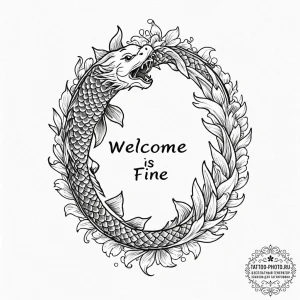 A linework tattoo of the phrase "welcome! eve... - эскиз тату (№1752768777_0, 17.07.2025 16:12) — tattoo-photo.ru