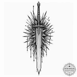 Tattoo design a glitching sword with energy c... - эскиз тату (№1752770244_0, 17.07.2025 16:37) — tattoo-photo.ru