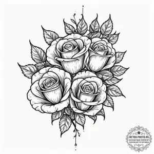 Tattoo sketch a delicate bouquet where each f... - эскиз тату (№1752770489_0, 17.07.2025 16:41) — tattoo-photo.ru