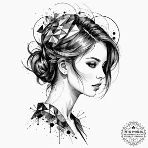 Tattoo sketch a person's silhouette merging w... - эскиз тату (№1752770651_0, 17.07.2025 16:44) — tattoo-photo.ru
