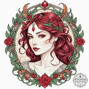 Ruby, tattoo flash sheet design, neo traditio... - эскиз тату (№1752771634_0, 17.07.2025 17:00) — tattoo-photo.ru