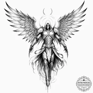 A sketch of tyrael, the archangel of justice... - эскиз тату (№1752773025_0, 17.07.2025 17:23) — tattoo-photo.ru
