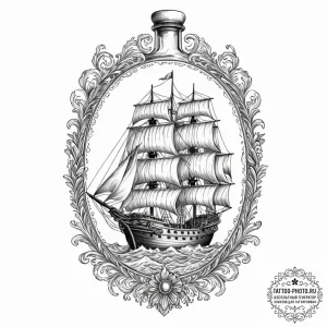 Tattoo sketch a highly detailed miniature shi... - эскиз тату (№1752773106_0, 17.07.2025 17:25) — tattoo-photo.ru