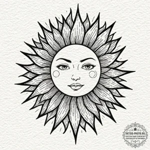 Tattoo sketch a sun breaking through dark clo... - эскиз тату (№1752773354_0, 17.07.2025 17:29) — tattoo-photo.ru