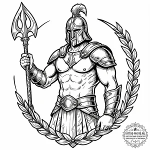 Tattoo sketch a gladiator's armored arm holdi... - эскиз тату (№1752773436_0, 17.07.2025 17:30) — tattoo-photo.ru