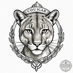 Cougar, tattoo sketch design, old school trad... - эскиз тату (№1752778441_0, 17.07.2025 18:54) — tattoo-photo.ru
