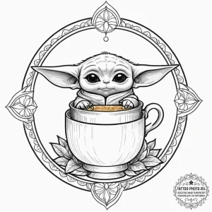 12. sketch style design of grogu (baby yoda)... - эскиз тату (№1752778679_0, 17.07.2025 18:57) — tattoo-photo.ru