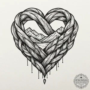Tattoo sketch a heart with a subtle knot or b... - эскиз тату (№1752778917_0, 17.07.2025 19:01) — tattoo-photo.ru