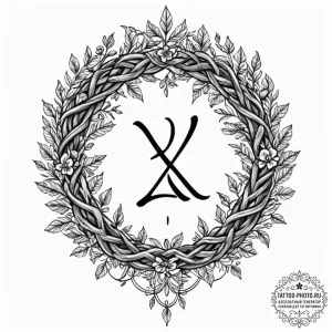 110. tattoo sketch: "yest" rune intertwined w... - эскиз тату (№1752780253_0, 17.07.2025 19:24) — tattoo-photo.ru