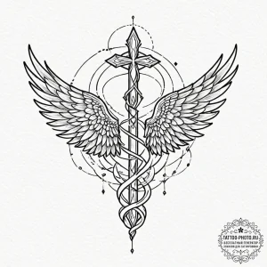 Tattoo sketch a pair of wings representing gu... - эскиз тату (№1752781222_0, 17.07.2025 19:40) — tattoo-photo.ru