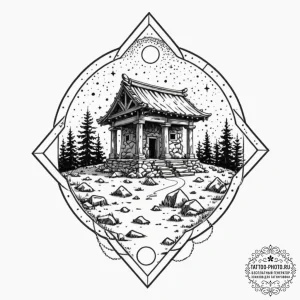 Tattoo design a sturdy, ancient stone well.,... - эскиз тату (№1752781302_0, 17.07.2025 19:41) — tattoo-photo.ru