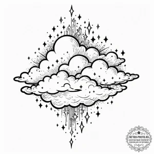 Tattoo design a delicate cloud with tiny star... - эскиз тату (№1752781636_0, 17.07.2025 19:47) — tattoo-photo.ru