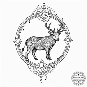Tattoo sketch a blackwork outline of a zodiac... - эскиз тату (№1752784190_0, 17.07.2025 20:29) — tattoo-photo.ru