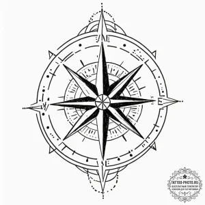 Tattoo design a compass rose where each point... - эскиз тату (№1752784907_0, 17.07.2025 20:41) — tattoo-photo.ru