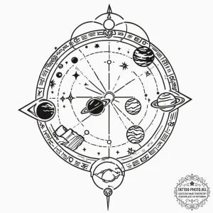 Tattoo sketch the zodiac glyph and its ruling... - эскиз тату (№1752784988_0, 17.07.2025 20:43) — tattoo-photo.ru