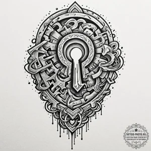 Tattoo design a delicate key or keyhole., tat... - эскиз тату (№1752785225_0, 17.07.2025 20:47) — tattoo-photo.ru