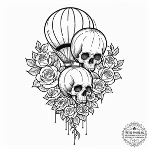 Tattoo sketch two halves of a hot air balloon... - эскиз тату (№1752785304_0, 17.07.2025 20:48) — tattoo-photo.ru