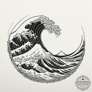 Tattoo design a powerful wave cresting, embod… — эскиз тату (№1752786659_0, 17.07.2025 21:10) — tattoo-photo.ru