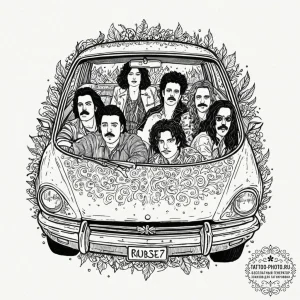 A linework tattoo of the «bohemian rhapsody»… — эскиз тату (№1752786895_0, 17.07.2025 21:14) — tattoo-photo.ru