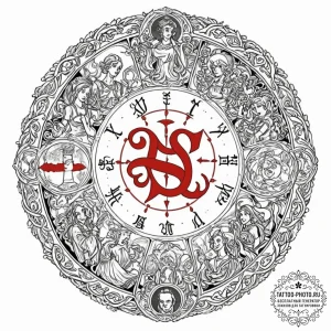 A linework tattoo of the seven deadly sins wr… — эскиз тату (№1752787215_0, 17.07.2025 21:20) — tattoo-photo.ru