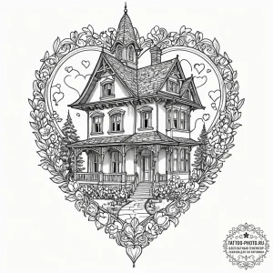 Tattoo design a house outline with a specific… — эскиз тату (№1752787373_0, 17.07.2025 21:22) — tattoo-photo.ru