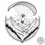 A paraglider soaring over a mountainous valle… — эскиз тату (№1752787693_0, 17.07.2025 21:28) — tattoo-photo.ru