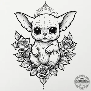 A neo-traditional tattoo of gizmo the mogwai,... - эскиз тату (№1752787852_0, 17.07.2025 21:30) — tattoo-photo.ru